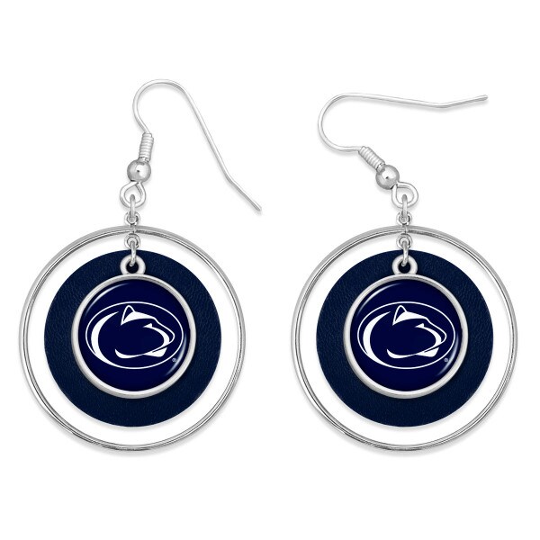 earrings Penn State Athletic Logo with navy and silver circles